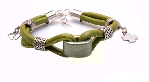 Bransoletka pro-life "Jestem za życiem" ze skóry na rękę - zielona e-religijne.pl