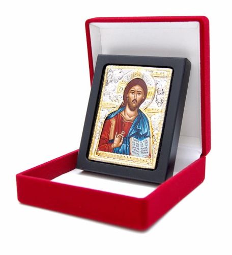 Ikona Chrystus Pantokrator posrebrzana EM0 e-religijne.pl