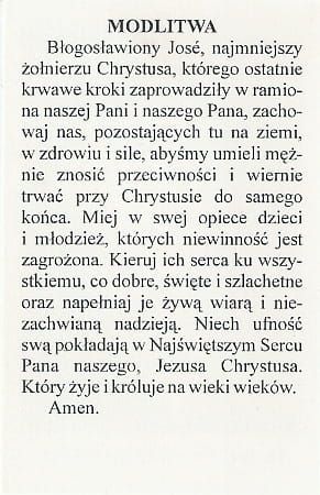 Obrazek z bł. Jose i modlitwą (7 x 10) - 100 sztuk e-religijne.pl