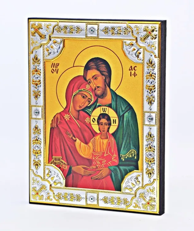  Ikona Świętej Rodziny w srebrnej ramie 18 x 24 sklep chrześcijański ikony