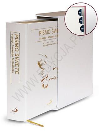 Pismo Święte ST i NT - format duży, etui, skóra mielona biała - paginatory e-religijne.pl