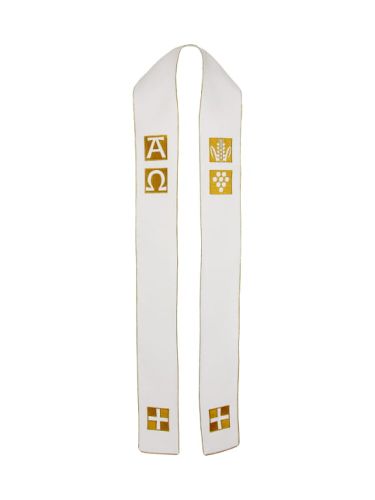 Stuła biała haftowana 4-173-0 e-religijne.pl