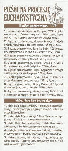 Pieśni na procesję eucharystyczną (paczka 25 szt.) 