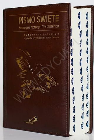  Pismo Święte Stary i Nowy Testament z paginatorami duże - z etui skóra naturalna brązowa e-religijne.pl