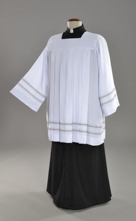 Sklep szaty liturgiczne alba plus: Komża kapłańska biała z ozdobnym haftem 5-152-0
