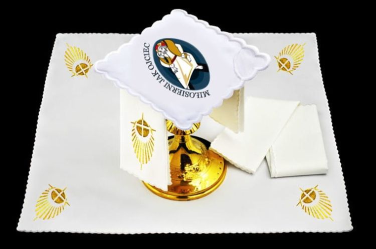 Bielizna kielichowa komplet - bielizna ołtarzowa Rok Miłosierdzia - komplety bielizny kielichowej tradycyjne i okolicznościowe sklep liturgiczny artykuły kościelne e-religijne.pl