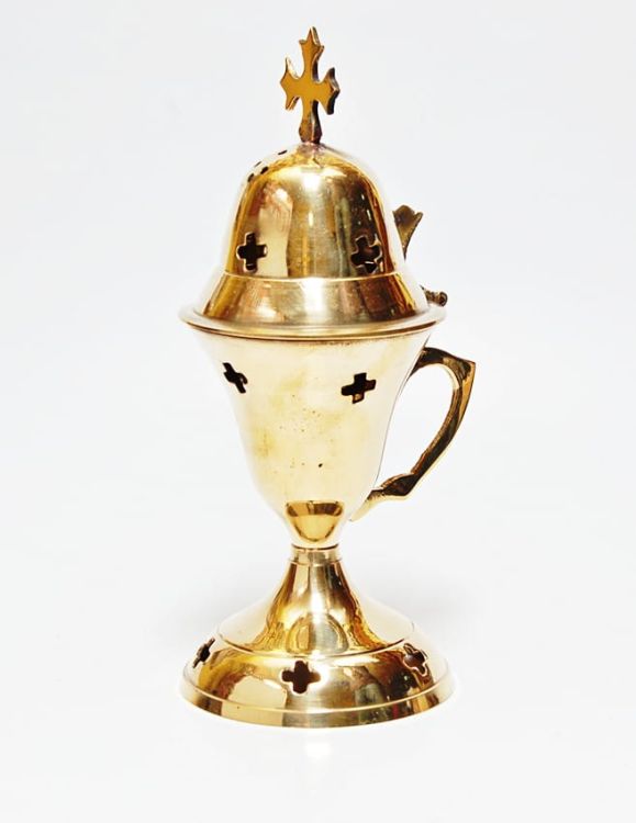 Kadzielnica domowa stołowa mosiężna 17 cm 12000 e-religijne.pl