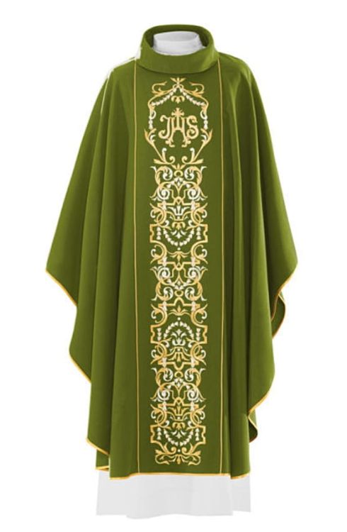 Szaty liturgiczne - sklep chrześcijański - dewocjonalia producent - Uroczysty ornat zielony haftowany KOR/029/01