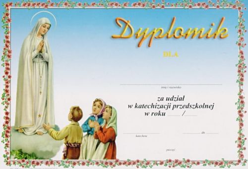 Dyplomik za udział w katechezie przedszkolnej (10 sztuk) sklep z dyplomami artykuły religijne i dewocjonalia. 