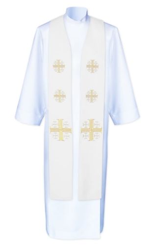 Stuła biała szeroka do koncelebry /K9/ sklep liturgiczny księgarnia chrześcijańska e-religijne.pl