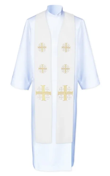 Stuła biała szeroka do koncelebry /K9/ sklep liturgiczny księgarnia chrześcijańska e-religijne.pl