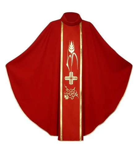 Ornat czerwony z tkanym pasem 1-071-2 e-religijne.pl