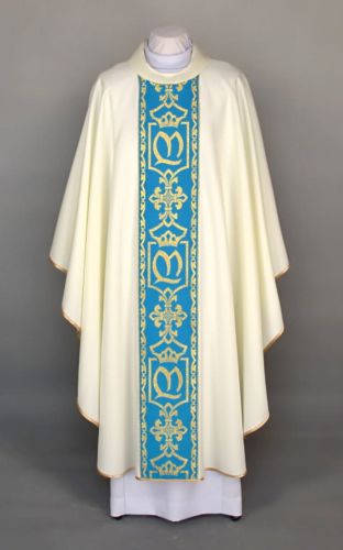 Ornat Maryjny z pasem haftowanym 1-075-18