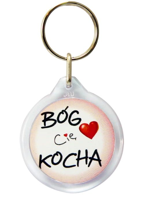 Bóg CIĘ KOCHA - chrześcijański brelok do kluczy sklep z dewocjonaliami, religijne upominki
