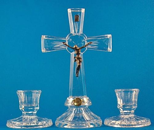 Komplet kolędowy kryształowy (3) - krzyż 19 cm + 2 świeczniki e-religijne.pl