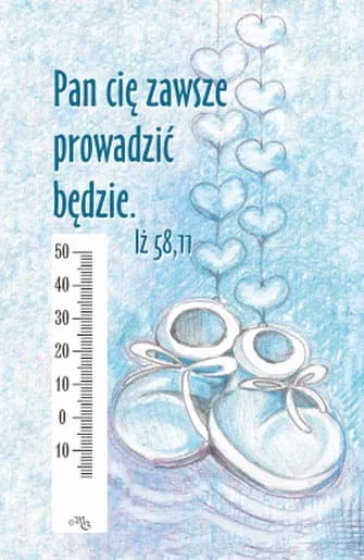 Termometr pokojowy z biblijnym tekstem "Pan Cię zawsze prowadzić będzie (Iz 58,11) religijne upominki chrześcijańskie sklep e-religijne.pl