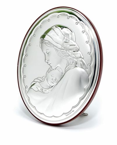 Obrazek srebrny Maryja z Dzieciątkiem - pamiątka chrztu św./ I Komunii św e-religijne.pl