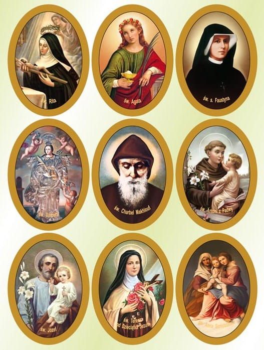 Wydawnictwo - sklep - księgarnia wysyłkowa: Naklejki religijne ze świętymi P352 - Zestaw naklejek ze św. Charbelem, św. Józefem e-religijne.pl