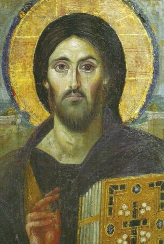 Pocztówka reprodukcja ikony Chrystus Pantokrator z Góry Synaj e-religijne.pl