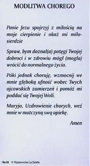 Obrazek Pamiątka z Modlitwą Chorego 100 szt. e-religijne.pl