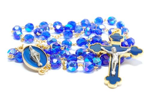 Różaniec kryształki szafirowy e-religijne.pl