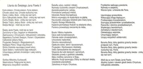 Litania do św. Jana Pawła II - karnet z modlitwą e-religijne.pl sklep pomoce duszpsterskie