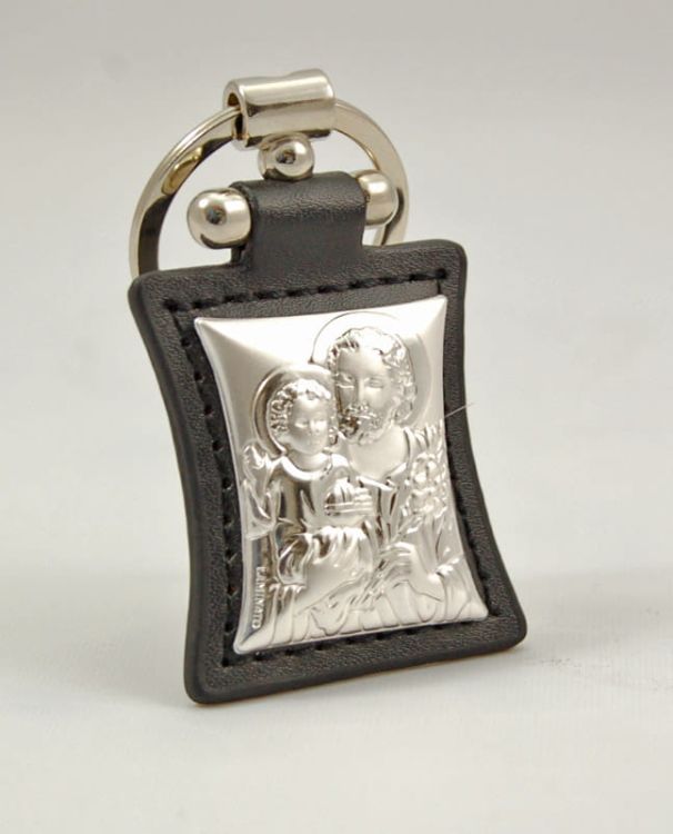 Brelok do kluczy ze św. Józefem posrebrzany (czarny) e-religijne.pl