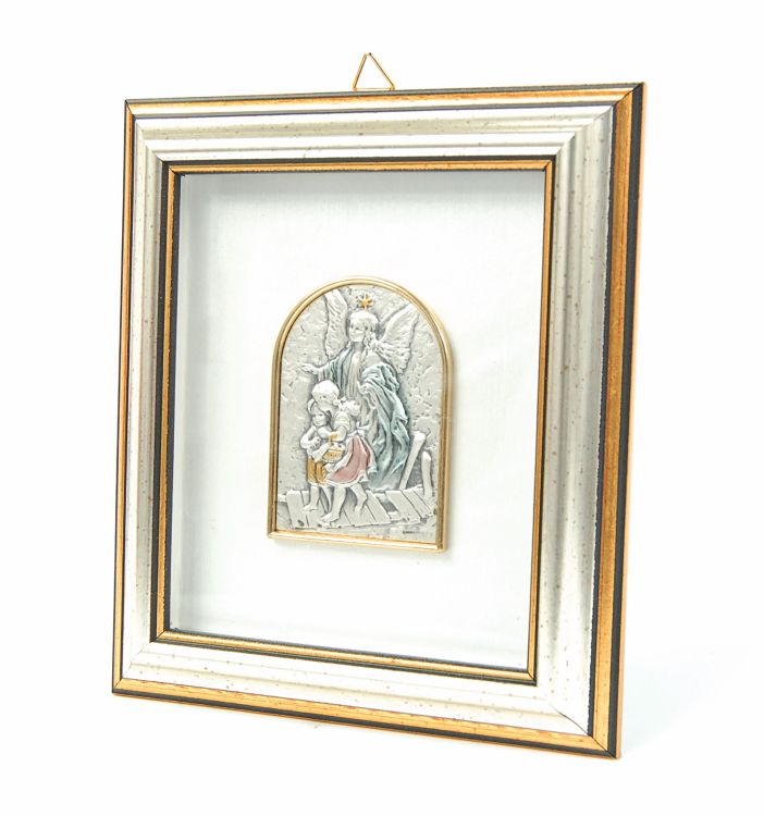 Obrazek srebrny Anioł Stróż w ramce 1591/888 e-religijne.pl