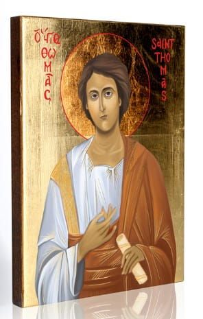 Ikona św. Tomasza - złocona - 11,5 x 16 SKLEP z IKONAMI /OBRAZY - wspaniały prezent na urodziny, imieniny, rocznicę święceń, ślubów zakonnych