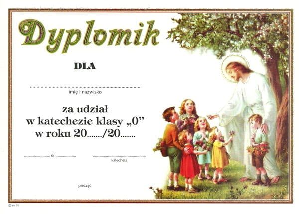 Dyplom za udział w katechezie - zerówka 4 e-religijne.pl