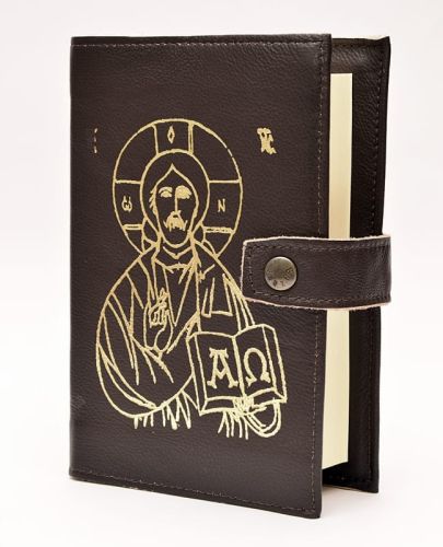 Okładka na Pismo św. z ikoną ze skóry - format oazowy - H6 Chrześcijański sklep okładki na Pismo Święte