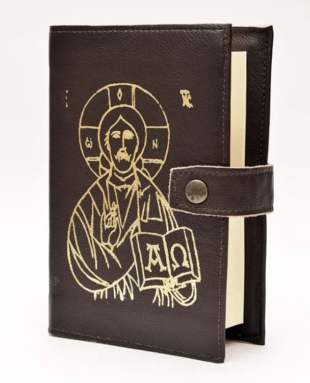 Okładka na Pismo św. z ikoną ze skóry - format oazowy - H6 Chrześcijański sklep okładki na Pismo Święte