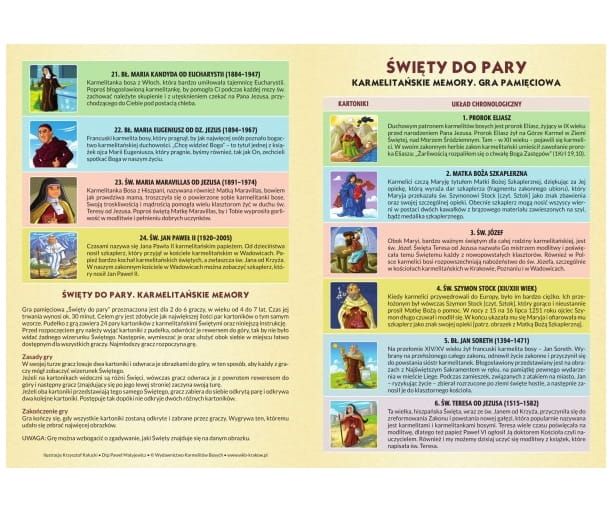 ŚWIĘTY DO PARY. Karmelitańskie memory - religijna gra pamięciowa