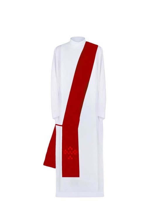 Stuła diakońska czerwona 18-2201 Ornaty Szaty Liturgiczne Zaopatrzenie duchowieństwa