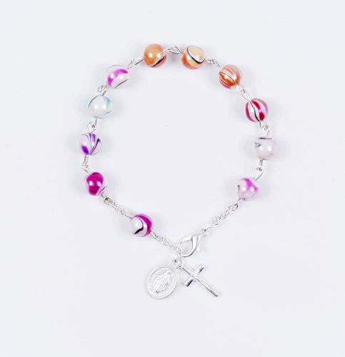 Różaniec bransoletka na rękę z krzyżykiem i medalikiem BZB0104 e-religijne.pl