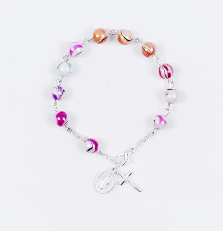 Różaniec bransoletka na rękę z krzyżykiem i medalikiem BZB0104 e-religijne.pl