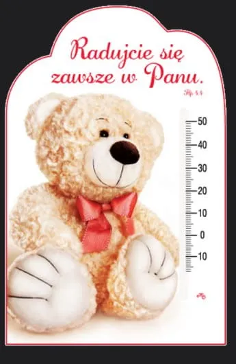 Termometr pokojowy z biblijnym tekstem "Radujcie się zawsze w Panu" (Flp 4,4) e-religijne.pl