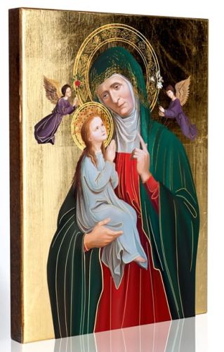 SKLEP z upominkami religijnymi -  Ikona św. Anny z Matką Bożą - złocona - 11,5 x 16 - najpiękniejsze ikony, największy wybór na prezent z okazji imienin, urodzin, ślubów zakonnych - Dewocjonalia
