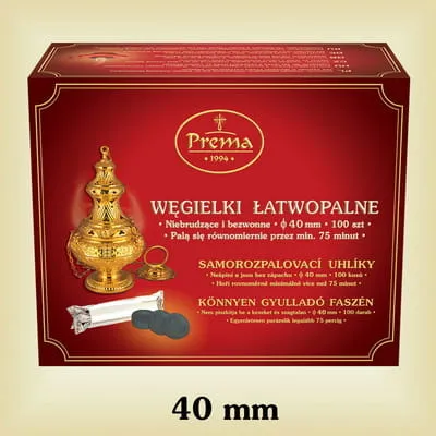 Węgle do kadzielnicy - średnica 40 mm - opakowanie 100 sztuk e-religijne.pl