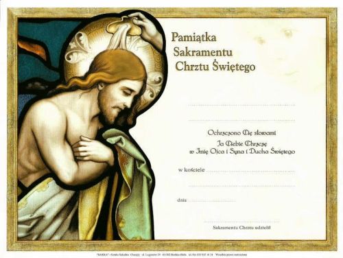 Dyplom - Pamiątka Sakramentu Chrztu Świętego e-religijne.pl