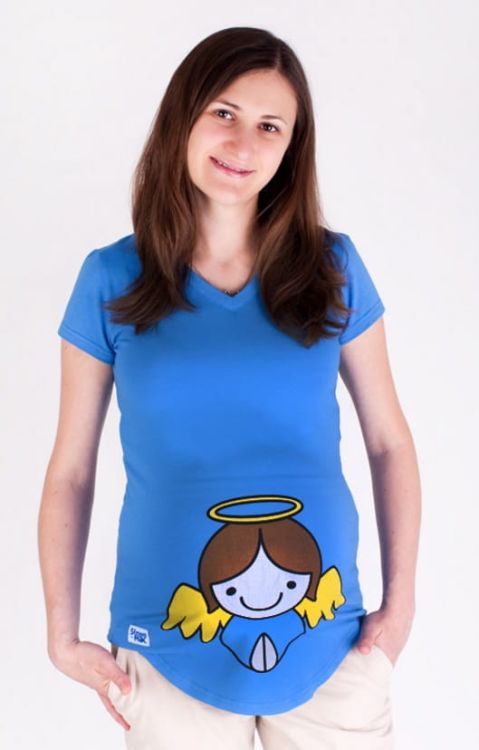 SKLEP CHRZEŚCIJAŃSKI: Chrześcijańska bluzka ciążowa "Anioł Stróż" Wspaniały religijny prezent dla kobiety w ciąży