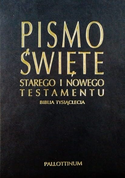 Biblia Tysiąclecia wydanie V w eko oprawie z paginatorami. Kolor okładki ciemnogranatowy Pallottinum wydawnictwo