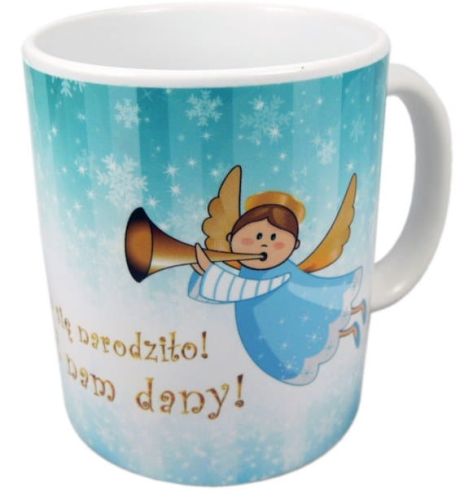 Religijny kubek świąteczny "Dziecię nam się narodziło ..." chrześcijańskie kubki koszulki kartki sklep chrześcijański e-religijne.pl