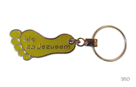Brelok religijny do kluczy Idę za Jezusem - oliwkowy