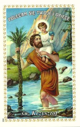 Obrazek laminowany św. Krzysztof z modlitwą Pamiątka poświęcenia pojazdu e-religijne.pl