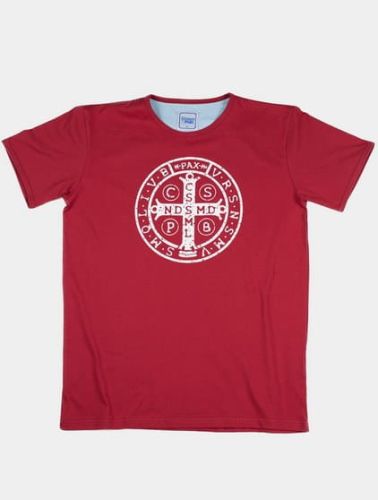 Chrześcijańska koszulka męska z krzyżem św. Benedykta chrześcijański sklep z koszulkami e-religijne.pl