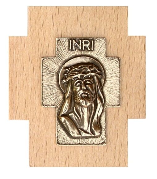 Krzyż wiszący 8,5 cm z Obliczem Pana Jezusa jasny e-religijne.pl