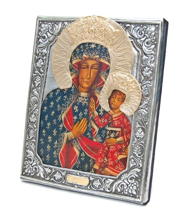 Ikona Matka Boża Częstochowska w posrebrzanej koszulce 16 x 20 e-religijne.pl