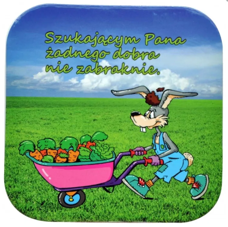 Podstawka korkowa z religijnym hasłemSzukającym Pana żadnego dobra nie zabraknie e-religijne.pl