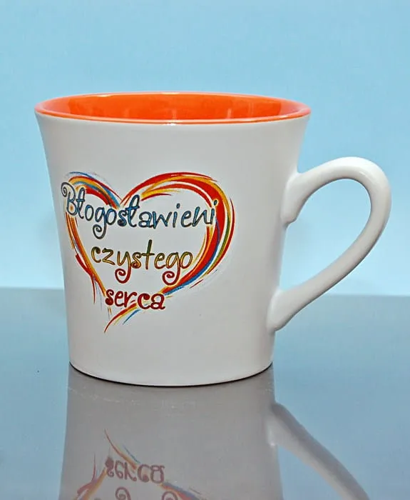 Sklep chrześcijański: Kubek z nadrukiem religijnym "Błogosławieni czystego serca" - kubeczki